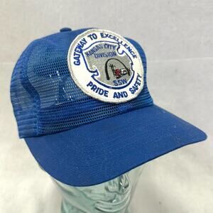 Vintage 70s SSW Kansas City Railroad Gateway to Excellence Blue Mesh Trucker Hat
